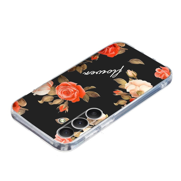 For Samsung Galaxy S25 5G Colorful Painting Pattern TPU Phone Case(Flowers On Black) by buy2fix