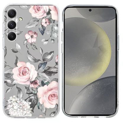 For Samsung Galaxy S25 5G Colorful Painting Pattern TPU Phone Case(Flowers On Grey) by buy2fix