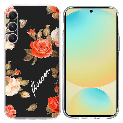 For Samsung Galaxy S25 FE 5G Colorful Painting Pattern TPU Phone Case(Flowers On Black) by buy2fix