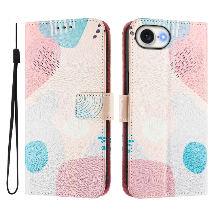 For iPhone 16e Art Colored Drawing Pattern Leather Phone Case(Graffiti puzzle) - iPhone 16e Cases by buy2fix | Online Shopping UK | buy2fix