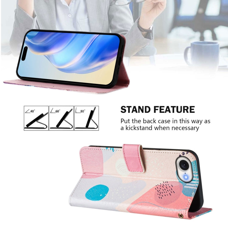 For iPhone 16e Art Colored Drawing Pattern Leather Phone Case(Graffiti puzzle) - iPhone 16e Cases by buy2fix | Online Shopping UK | buy2fix