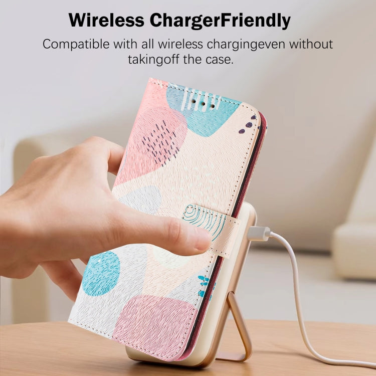 For iPhone 16e Art Colored Drawing Pattern Leather Phone Case(Graffiti puzzle) - iPhone 16e Cases by buy2fix | Online Shopping UK | buy2fix