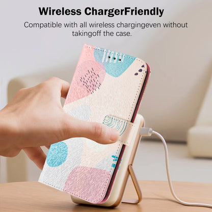 For iPhone 16e Art Colored Drawing Pattern Leather Phone Case(Graffiti puzzle) - iPhone 16e Cases by buy2fix | Online Shopping UK | buy2fix