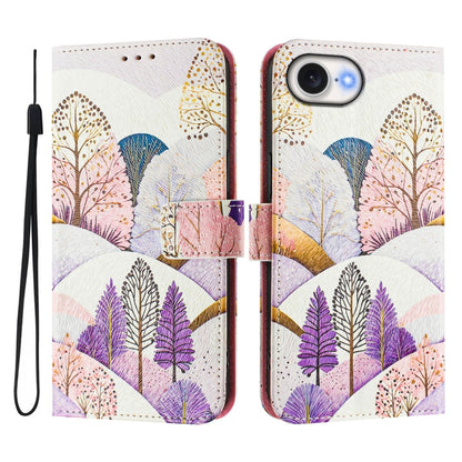 For iPhone 16e Art Colored Drawing Pattern Leather Phone Case(Landscape) - iPhone 16e Cases by buy2fix | Online Shopping UK | buy2fix