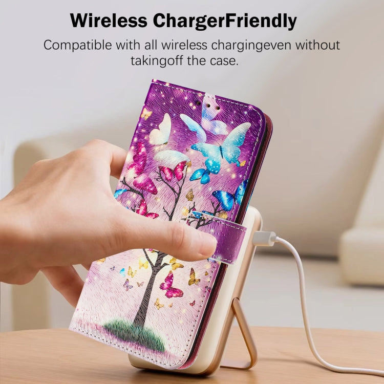 For iPhone 16e Art Colored Drawing Pattern Leather Phone Case(Butterfly branch) - iPhone 16e Cases by buy2fix | Online Shopping UK | buy2fix