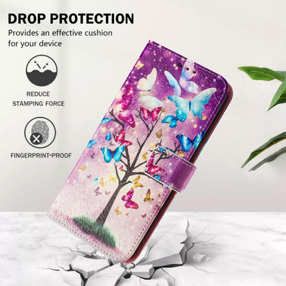 For iPhone 16e Art Colored Drawing Pattern Leather Phone Case(Butterfly branch) - iPhone 16e Cases by buy2fix | Online Shopping UK | buy2fix