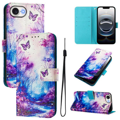 For iPhone 16e Art Colored Drawing Pattern Leather Phone Case(Dreamland) - iPhone 16e Cases by buy2fix | Online Shopping UK | buy2fix