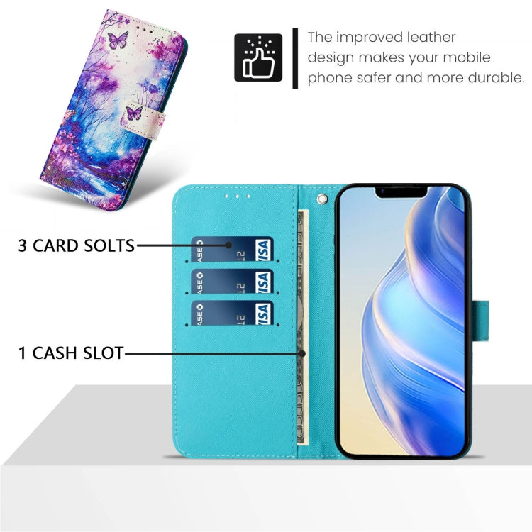 For iPhone 16e Art Colored Drawing Pattern Leather Phone Case(Dreamland) - iPhone 16e Cases by buy2fix | Online Shopping UK | buy2fix