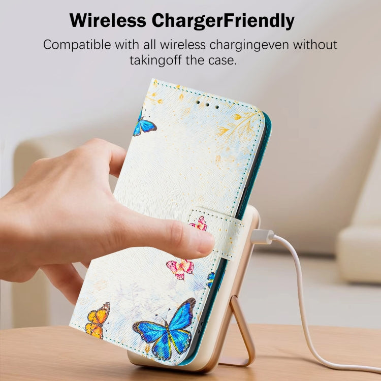 For iPhone 16e Art Colored Drawing Pattern Leather Phone Case(Butterfly house) - iPhone 16e Cases by buy2fix | Online Shopping UK | buy2fix