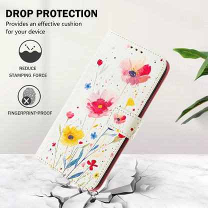 For iPhone 16e Art Colored Drawing Pattern Leather Phone Case(Flowers and plants) - iPhone 16e Cases by buy2fix | Online Shopping UK | buy2fix