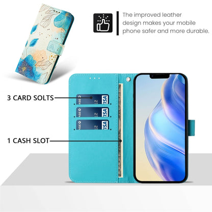 For iPhone 16e Art Colored Drawing Pattern Leather Phone Case(Flowering flowers) - iPhone 16e Cases by buy2fix | Online Shopping UK | buy2fix