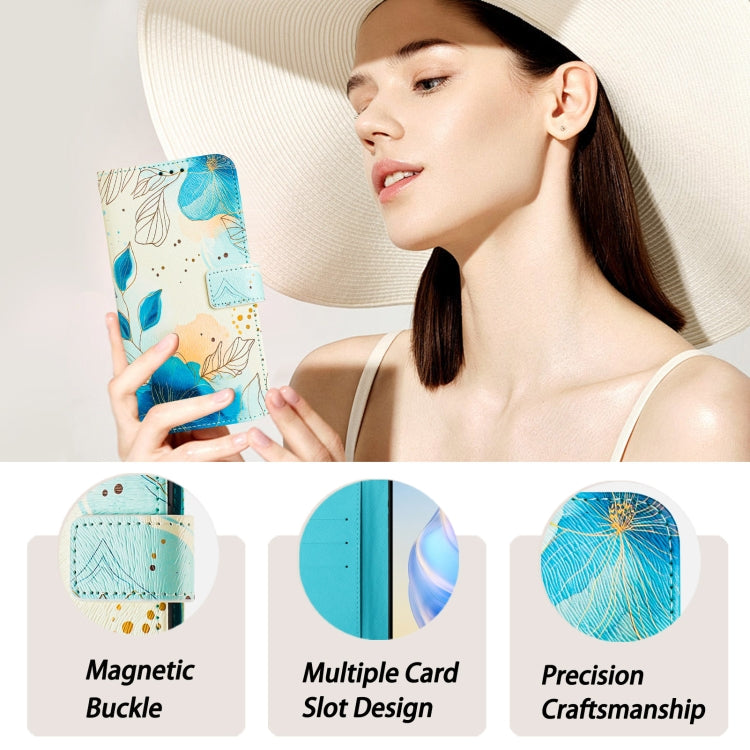 For iPhone 16e Art Colored Drawing Pattern Leather Phone Case(Flowering flowers) - iPhone 16e Cases by buy2fix | Online Shopping UK | buy2fix