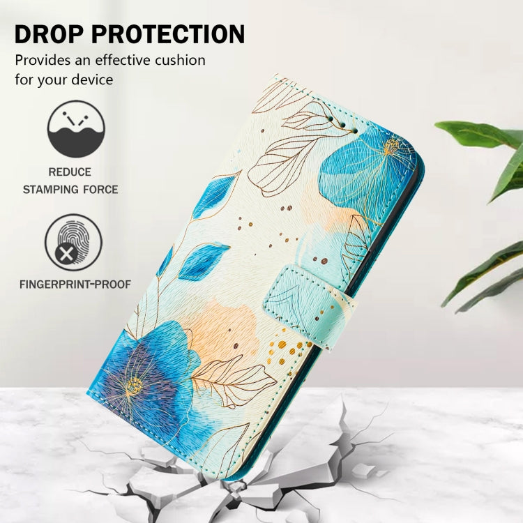 For iPhone 16e Art Colored Drawing Pattern Leather Phone Case(Flowering flowers) - iPhone 16e Cases by buy2fix | Online Shopping UK | buy2fix