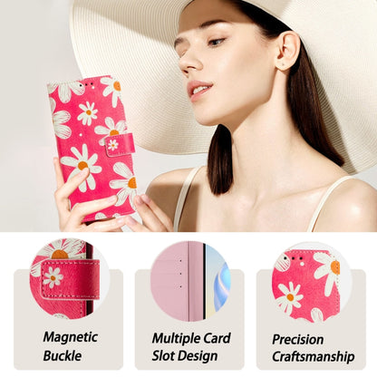 For iPhone 16e Art Colored Drawing Pattern Leather Phone Case(Pink daisy) - iPhone 16e Cases by buy2fix | Online Shopping UK | buy2fix