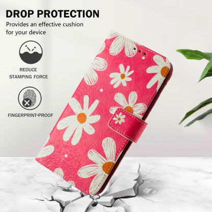 For iPhone 16e Art Colored Drawing Pattern Leather Phone Case(Pink daisy) - iPhone 16e Cases by buy2fix | Online Shopping UK | buy2fix