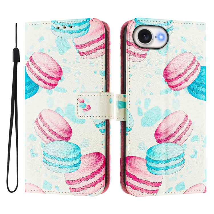 For iPhone 16e Art Colored Drawing Pattern Leather Phone Case(Cake) - iPhone 16e Cases by buy2fix | Online Shopping UK | buy2fix