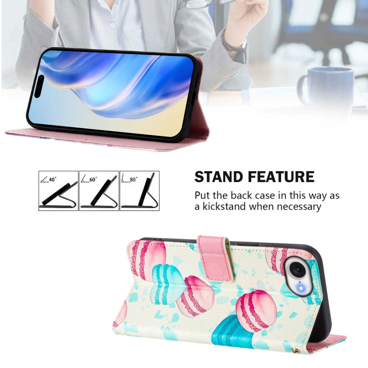 For iPhone 16e Art Colored Drawing Pattern Leather Phone Case(Cake) - iPhone 16e Cases by buy2fix | Online Shopping UK | buy2fix