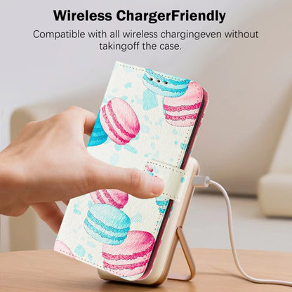 For iPhone 16e Art Colored Drawing Pattern Leather Phone Case(Cake) - iPhone 16e Cases by buy2fix | Online Shopping UK | buy2fix