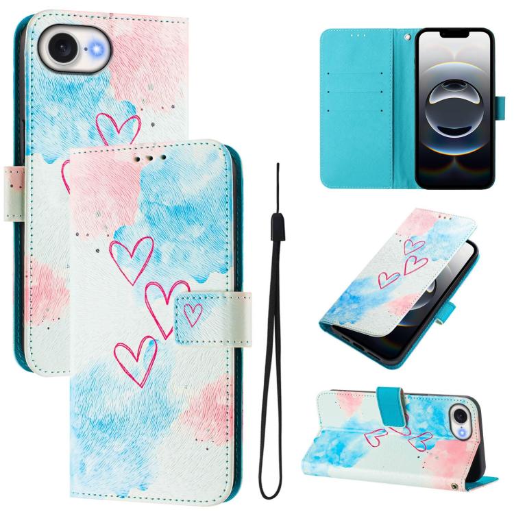 For iPhone 16e Art Colored Drawing Pattern Leather Phone Case(LOVE ME) - iPhone 16e Cases by buy2fix | Online Shopping UK | buy2fix