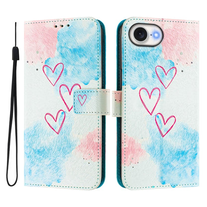 For iPhone 16e Art Colored Drawing Pattern Leather Phone Case(LOVE ME) - iPhone 16e Cases by buy2fix | Online Shopping UK | buy2fix
