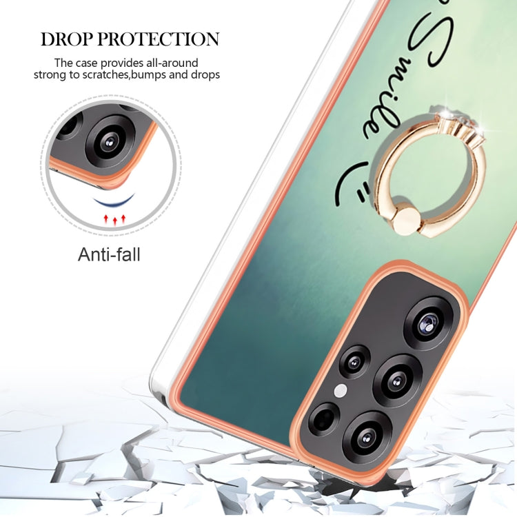 For Samsung Galaxy S25 Ultra 5G Electroplating Dual-side IMD Phone Case with Ring Holder(Smile) by buy2fix