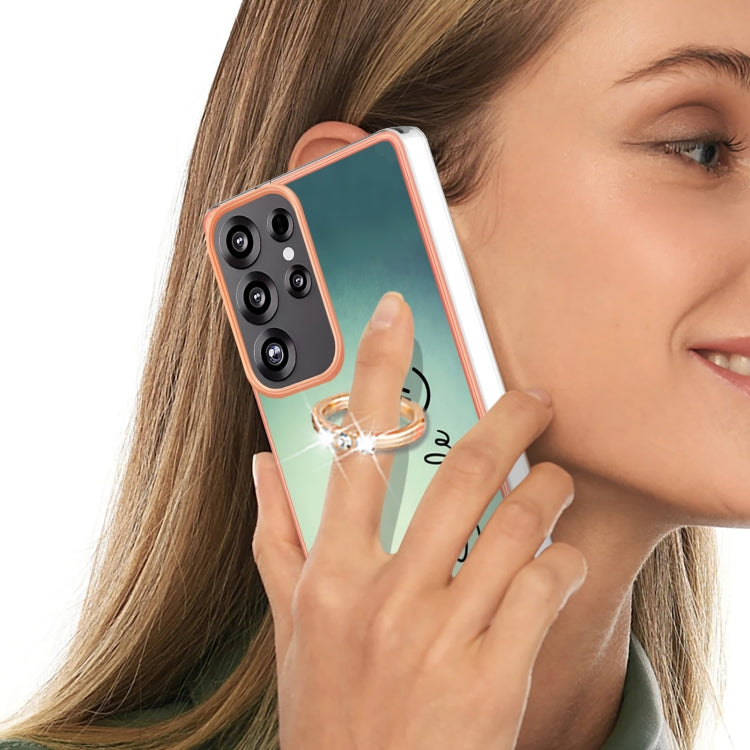 For Samsung Galaxy S25 Ultra 5G Electroplating Dual-side IMD Phone Case with Ring Holder(Smile) by buy2fix