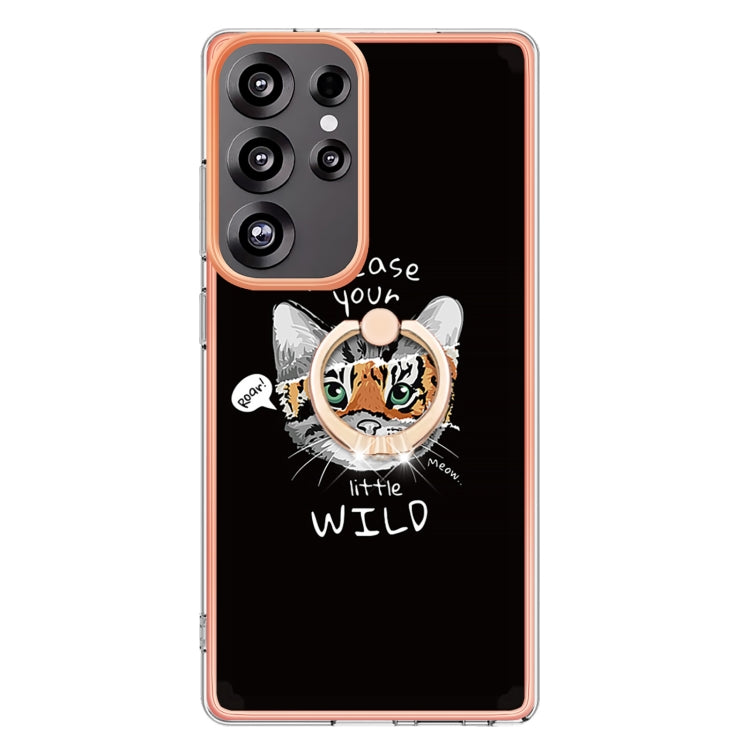 For Samsung Galaxy S25 Ultra 5G Electroplating Dual-side IMD Phone Case with Ring Holder(Natural Growth) by buy2fix