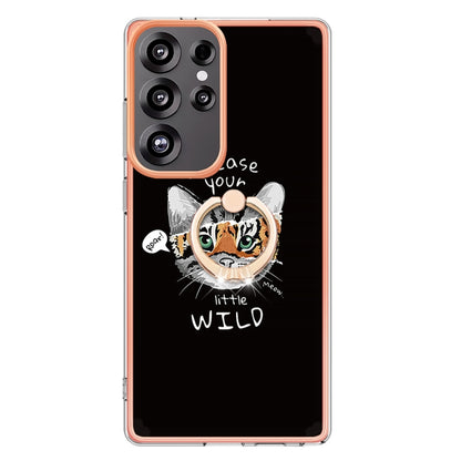 For Samsung Galaxy S25 Ultra 5G Electroplating Dual-side IMD Phone Case with Ring Holder(Natural Growth) by buy2fix