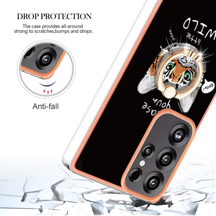 For Samsung Galaxy S25 Ultra 5G Electroplating Dual-side IMD Phone Case with Ring Holder(Natural Growth) by buy2fix