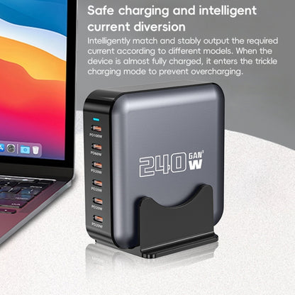 240W GaN 6-Ports USB-C / Type-C Multi Sharing Desktop Charger, Plug:US Plug(Grey) - Multifunction Charger by buy2fix | Online Shopping UK | buy2fix