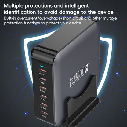 240W GaN 6-Ports USB-C / Type-C Multi Sharing Desktop Charger, Plug:US Plug(Grey) - Multifunction Charger by buy2fix | Online Shopping UK | buy2fix