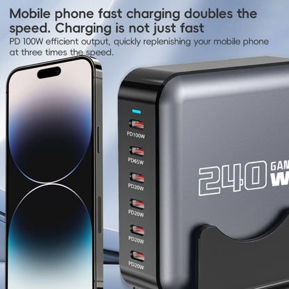 240W GaN 6-Ports USB-C / Type-C Multi Sharing Desktop Charger, Plug:EU Plug(Grey) - Multifunction Charger by buy2fix | Online Shopping UK | buy2fix