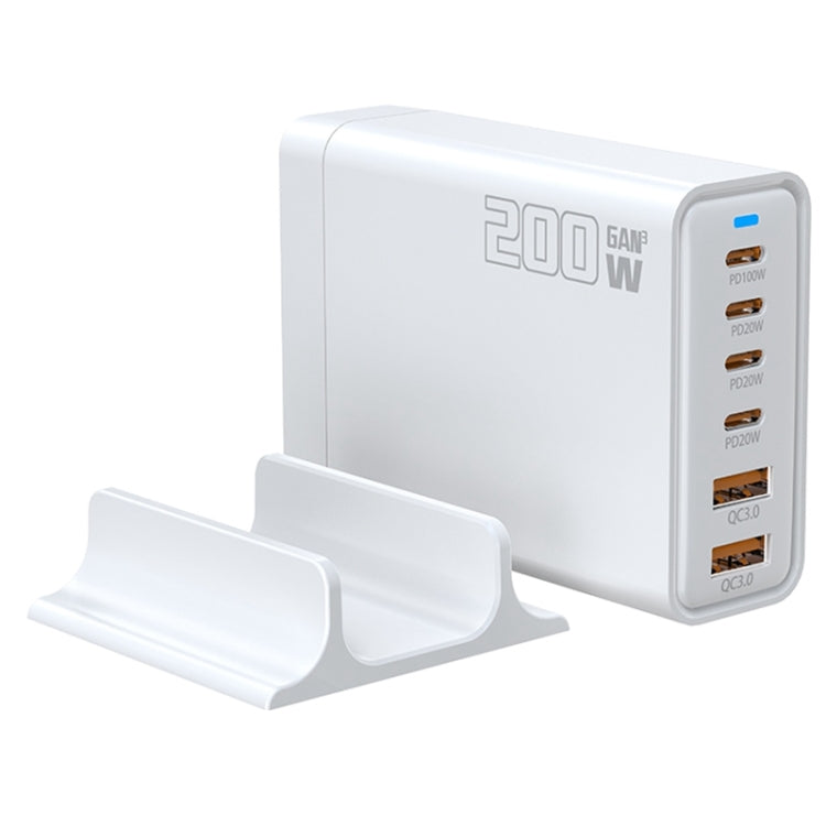 200W GaN 4 Type-C 2 USB Multi Ports Sharing Desktop Charger, Plug:EU Plug(White) - Multifunction Charger by buy2fix | Online Shopping UK | buy2fix