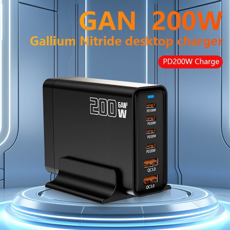 200W GaN 4 Type-C 2 USB Multi Ports Sharing Desktop Charger, Plug:EU Plug(White) - Multifunction Charger by buy2fix | Online Shopping UK | buy2fix