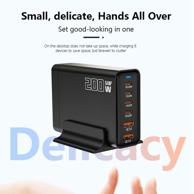 200W GaN 4 Type-C 2 USB Multi Ports Sharing Desktop Charger, Plug:EU Plug(White) - Multifunction Charger by buy2fix | Online Shopping UK | buy2fix
