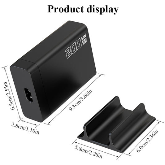 200W GaN 4 Type-C 2 USB Multi Ports Sharing Desktop Charger, Plug:AU Plug(Black) - Multifunction Charger by buy2fix | Online Shopping UK | buy2fix