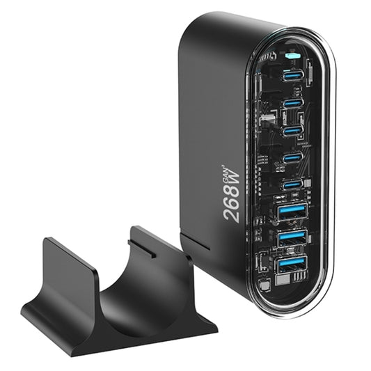 268W GaN 5 Type-C 3 USB Multi Ports Sharing Desktop Charger, Plug:EU Plug(Black) - Multifunction Charger by buy2fix | Online Shopping UK | buy2fix