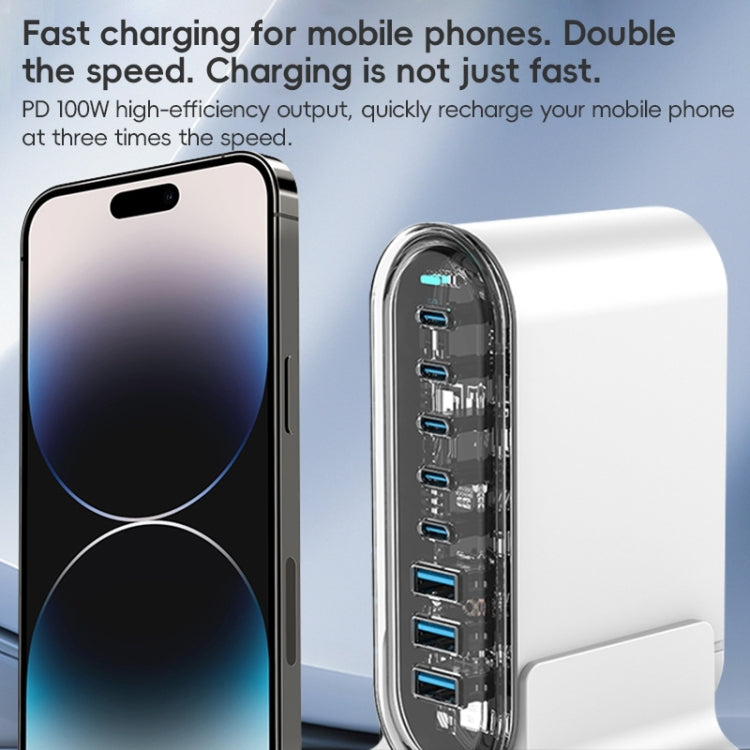 268W GaN 5 Type-C 3 USB Multi Ports Sharing Desktop Charger, Plug:AU Plug(Black) - Multifunction Charger by buy2fix | Online Shopping UK | buy2fix