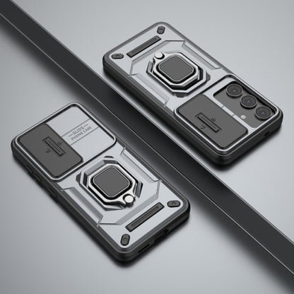 For Samsung Galaxy S25 5G Sliding Camshield TPU + PC Shockproof Phone Case with Holder(Grey) by buy2fix