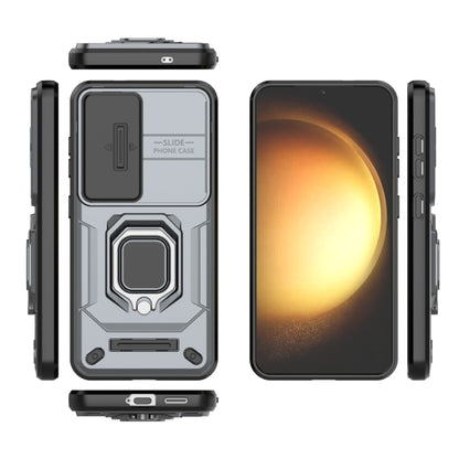 For Samsung Galaxy S25 5G Sliding Camshield TPU + PC Shockproof Phone Case with Holder(Grey) by buy2fix