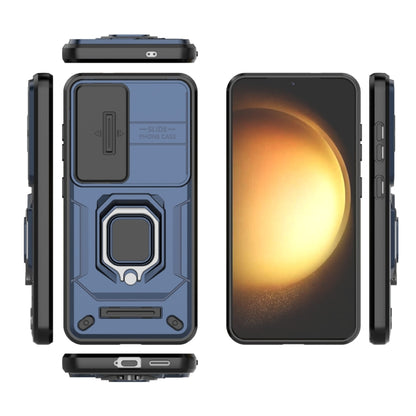 For Samsung Galaxy S25 5G Sliding Camshield TPU + PC Shockproof Phone Case with Holder(Blue) by buy2fix