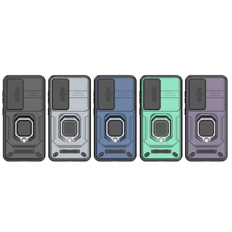 For Samsung Galaxy S25 5G Sliding Camshield TPU + PC Shockproof Phone Case with Holder(Blue) by buy2fix