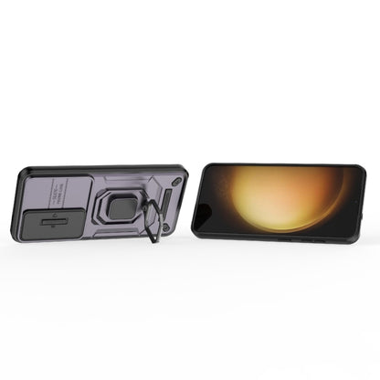 For Samsung Galaxy S25 5G Sliding Camshield TPU + PC Shockproof Phone Case with Holder(Purple) by buy2fix