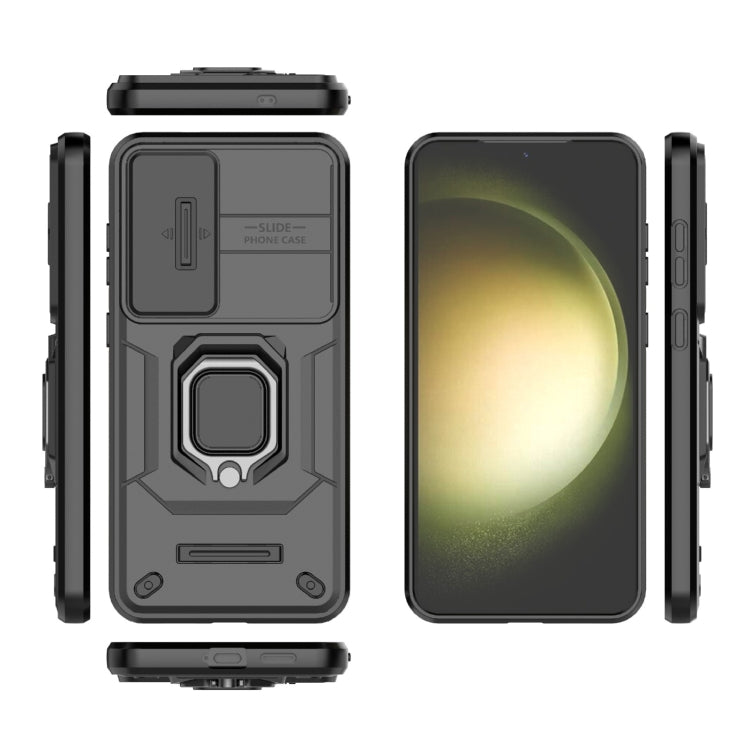 For Samsung Galaxy S25+ 5G Sliding Camshield TPU + PC Shockproof Phone Case with Holder(Black) by buy2fix