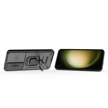 For Samsung Galaxy S25+ 5G Sliding Camshield TPU + PC Shockproof Phone Case with Holder(Black) by buy2fix