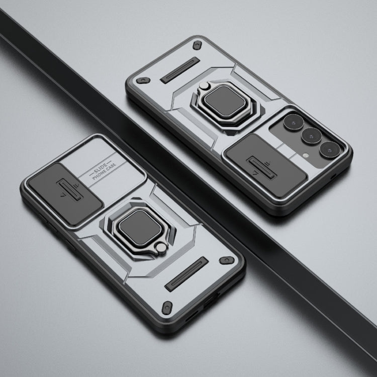 For Samsung Galaxy S25+ 5G Sliding Camshield TPU + PC Shockproof Phone Case with Holder(Grey) by buy2fix