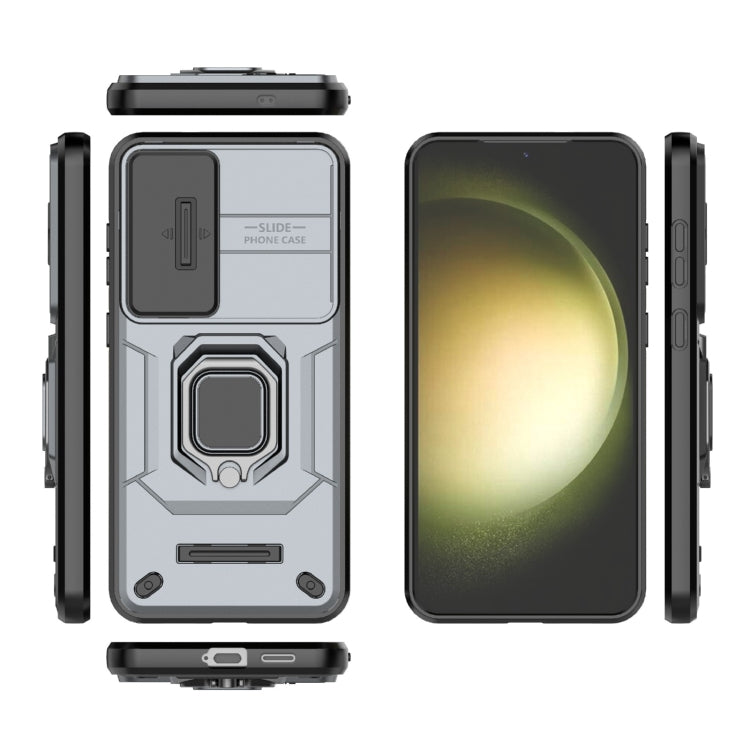 For Samsung Galaxy S25+ 5G Sliding Camshield TPU + PC Shockproof Phone Case with Holder(Grey) by buy2fix