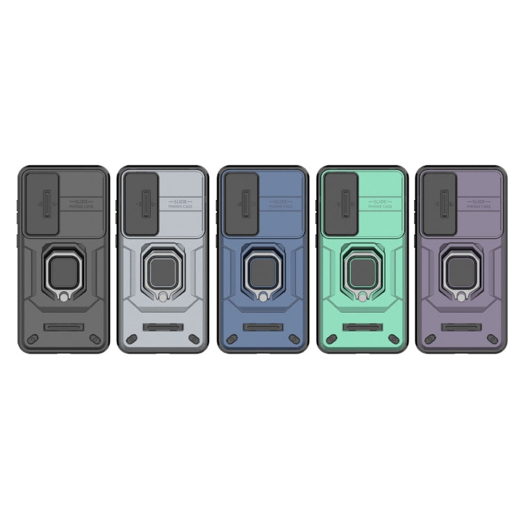 For Samsung Galaxy S25+ 5G Sliding Camshield TPU + PC Shockproof Phone Case with Holder(Grey) by buy2fix