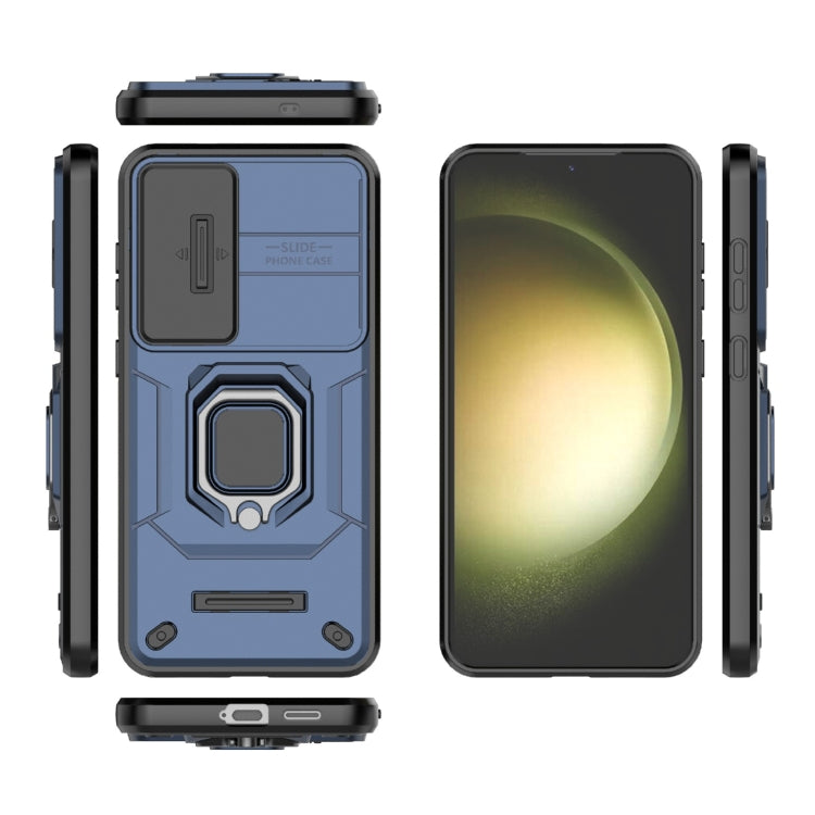 For Samsung Galaxy S25+ 5G Sliding Camshield TPU + PC Shockproof Phone Case with Holder(Blue) - Galaxy S25+ 5G Cases by buy2fix | Online Shopping UK | buy2fix