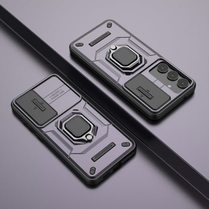 For Samsung Galaxy S25+ 5G Sliding Camshield TPU + PC Shockproof Phone Case with Holder(Purple) by buy2fix